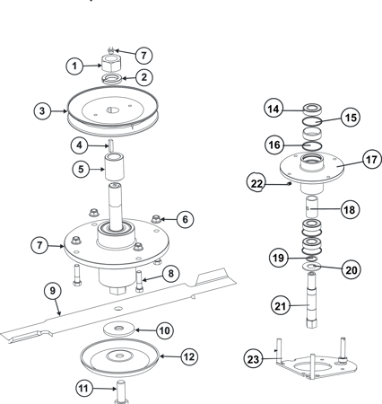 Picture for category DECK 3 PULLEYY & SPINDLE ASSY